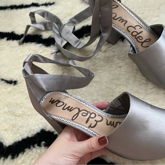 Sam Edelman Odele Silvery Grey Satin Heels - Picture 5 of 9